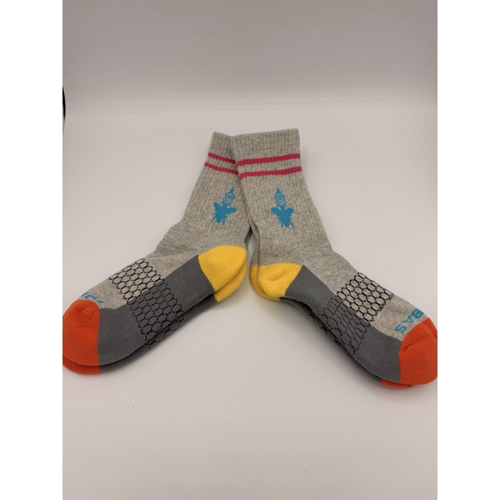 Set of 2 Bombas Youth All-Sport Calf Socks Grey Orange Pink Size SM Small